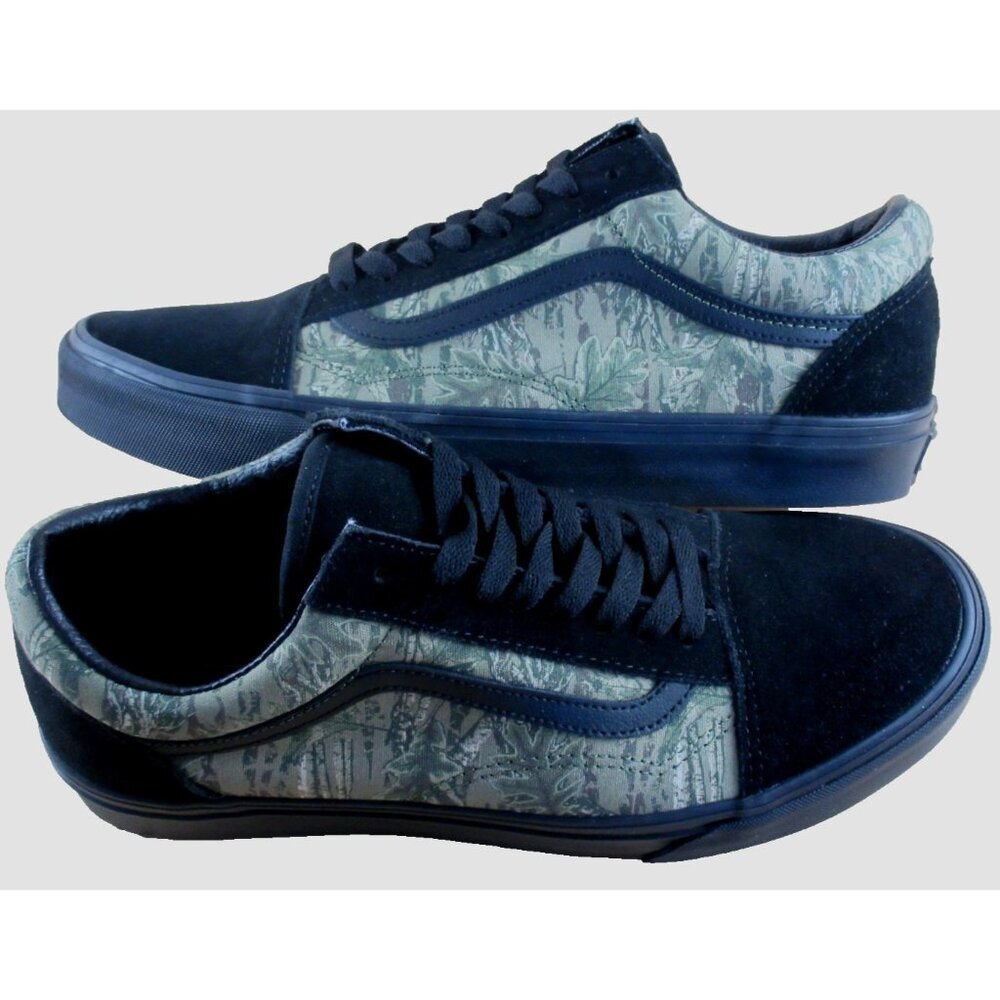 Vans Men's Old Skool Black Camouflage Canvas Suede Striped Shoes Size 9.5 NIB